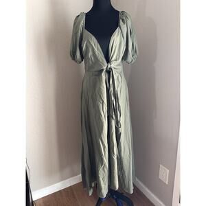 NWT Showpo Sage Green Wrap Dress Short Sleeves Elegant Chic Summer Party Sz 4